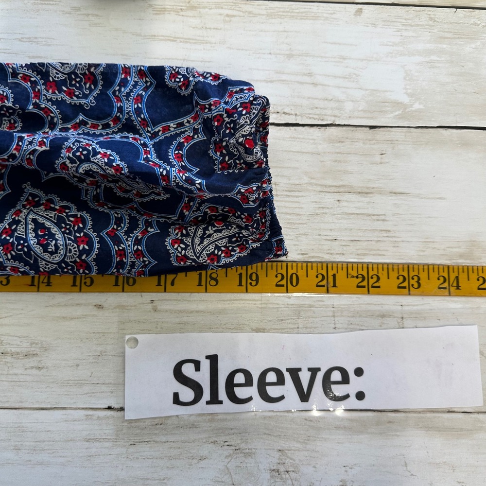 Talbots Midi Dress Women Size 6 Navy Blue Paisley Print V Neck 3/4 Sleeve Pocket - Picture 11 of 13